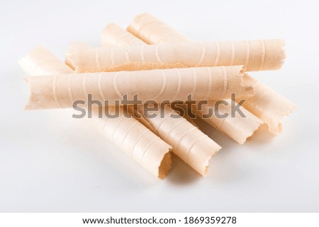 
christmas time waffle rolls isolated on white