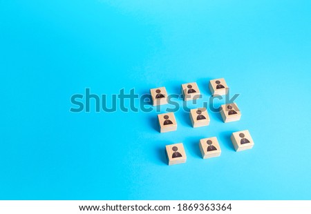 Ordered array of blocks with people. Concept of order, orderliness and uniform structure. Team building. Management strategies. Employee network. Human resource management, hiring and staffing. Royalty-Free Stock Photo #1869363364