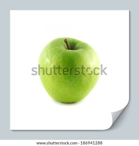 Isolated green apple. Fresh diet apple. Healthy fruit with vitamins.