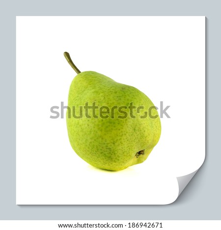 Ripe green pear on white background. Isolated fruit (health). Healthy fruit with vitamins.