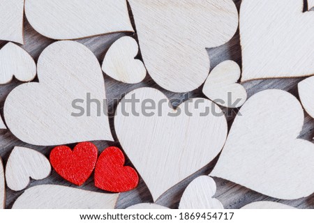 Two red and many white hearts background, two special ones true love concept