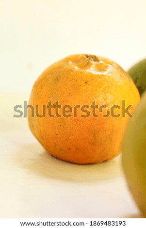 Kitchen fresh orange on white background,asian citrus. 