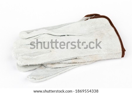 Welding gloves, welding equipment, gloves on a white background, protective clothing.