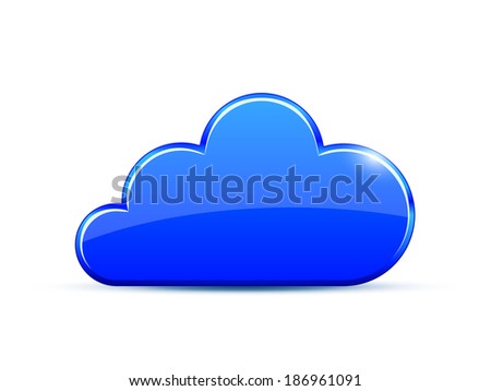 Blue metallic cloud icons. Vector illustration for app symbol template