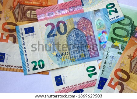 Euro currency close up. Lots of money