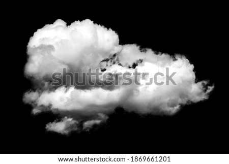 White cloud isolated on a black background. Mask with a cloud silhouette for photoshop.