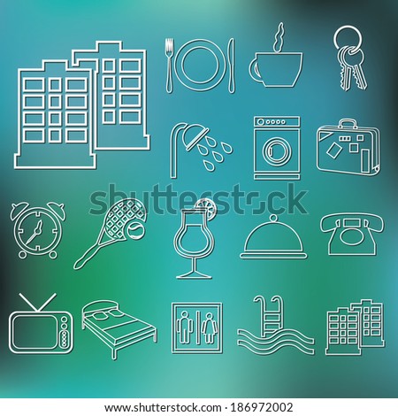 outline hotel and accommodation icons