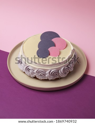Cake on a bright background. Cake and cakes for tea or coffee. Bright new year images