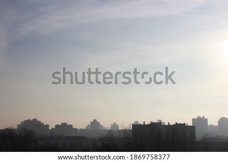Minsk, Belarus. Top View Skyline Cityscape In early morning under clear blue sky.