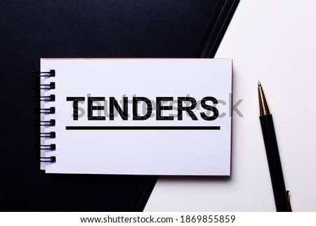 TENDERS written in red on a black and white background near the pen