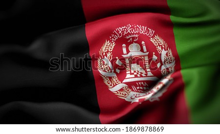 close up waving flag of Afghanistan. flag symbols of Afghanistan.