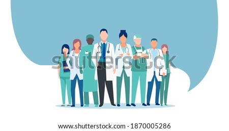 Vector of a medical staff, group of confident doctors and nurses  Royalty-Free Stock Photo #1870005286