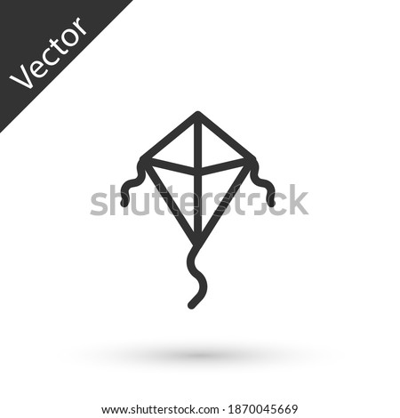 Grey line Kite icon isolated on white background. Vector.