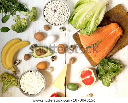 Foods rich in trace elements and vitamins to fight and prevent the coronavirus COVID-19 Royalty-Free Stock Photo #1870048156