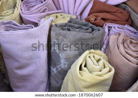 Tie dye cotton clothes; handkerchief, loincloth, scarf, hat and long sleeves shirt for using in daily life.