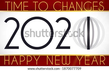 New Year banner announcing changes during the 2021 while the number '0' turns in '1', also wishing at you a happy new year.