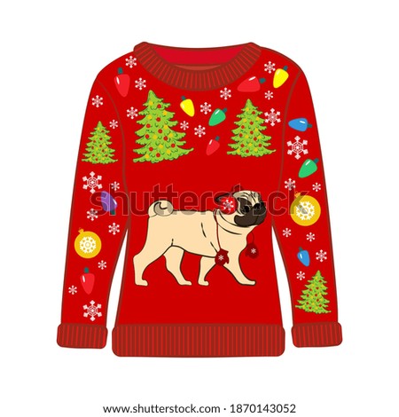 Christmas party ugly sweater vector illustration on the white background