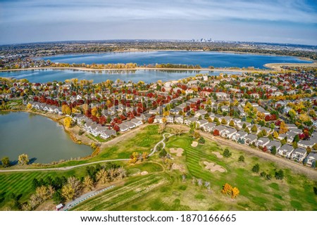 Aerial View of Autumn Colors in Denver Suburb of Englewood, Colorado
