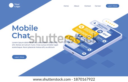 Mobile chat dialog application interface illustration vector. suitable for landing page, website, banner, and many more.