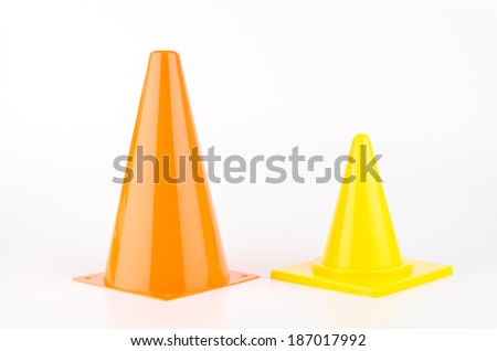 Traffic cones isolated white background