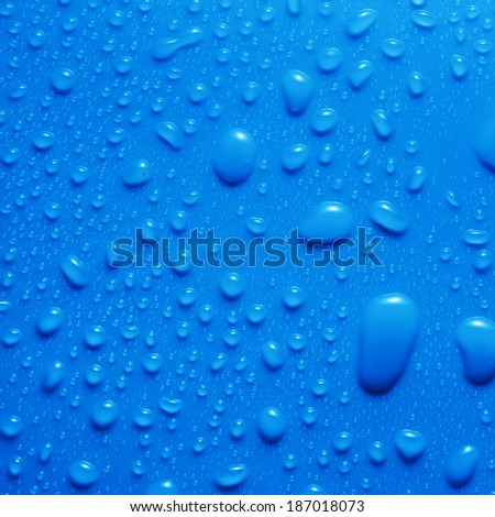 water drops on blue background 