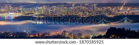 panoramic foggy view, Vancouver, BC, Canada Royalty-Free Stock Photo #1870185925