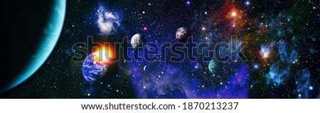 Planet Earth in dark outer space. View of the earth from the moon. Elements of this image furnished by NASA