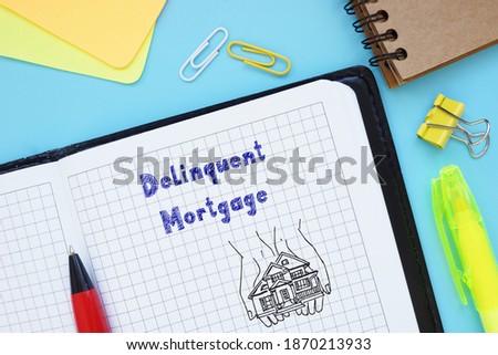 Financial concept about Delinquent Mortgage with inscription on the sheet.
