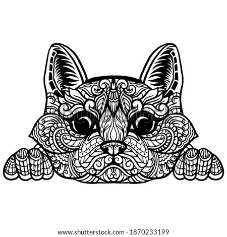 Hand drawn of cat head zentangle arts . vector illustration