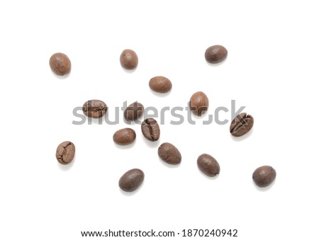 roasted coffee beans isolated on a white background