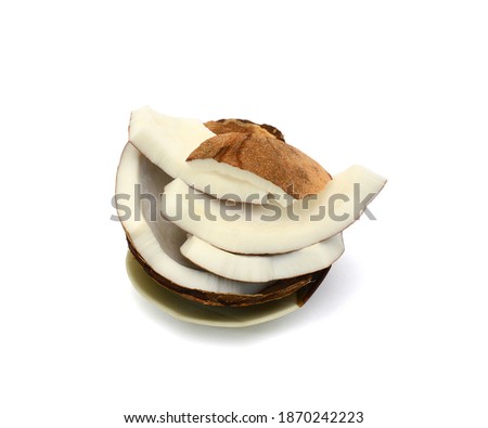 Sliced of Coconut in bowl Isolated on white background