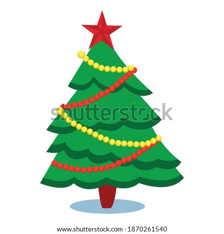 Colorful christmas tree icon.A Christmas tree is a decorated tree, usually an evergreen conifer, such as a spruce, pine, or fir, or an artificial tree of similar appearance.