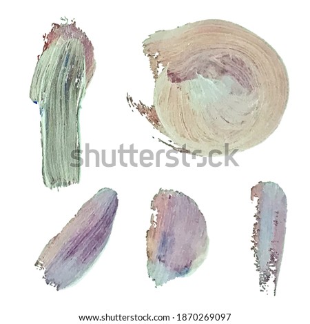 Vector colorful set with oil paint spot background, texture hand drawn illustration. Use it as element for design greeting card, poster, banner, Social Media post, invitation, graphic design