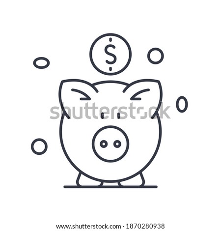 Money savings image icon, linear isolated illustration, thin line vector, web design sign, outline concept symbol with editable stroke on white background.