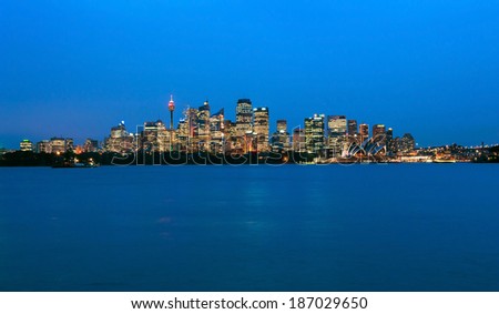Sydney skyline in the evening after sunset