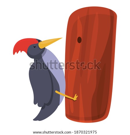 Woodpecker working icon. Cartoon of woodpecker working vector icon for web design isolated on white background