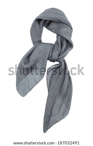 Grey silk scarf isolated on white background Royalty-Free Stock Photo #187032491