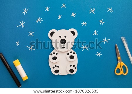 Crafts for children. Winter decoration from paper Polar Bear. Children's art project. DIY concept. Step by step, Step 4