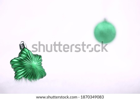 Christmas balls, five-pointed stars and other Christmas decorations