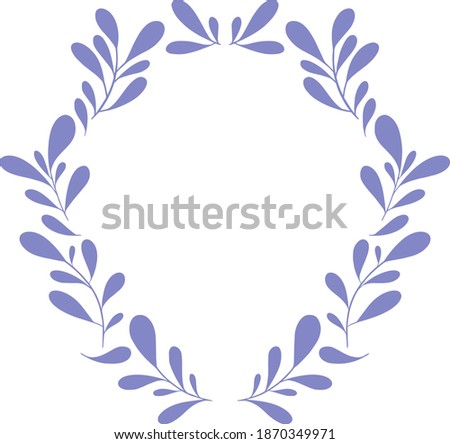 simple cute vector frame with beautiful minimalistic twigs and leaves in pastel purple color for decor decoration and invitation design