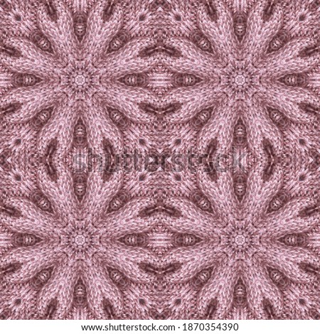 Knitted seamless pattern with relief flowers. Floral ornament in dusty pink colors. Beautiful print for fabric and textile.