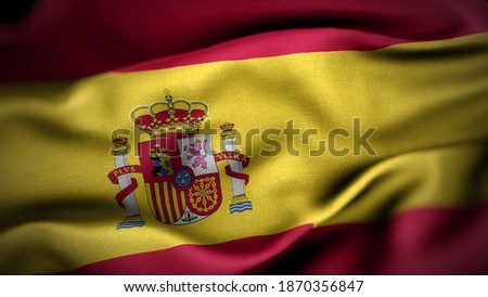 close up waving flag of Spain. flag symbols of Spain. Royalty-Free Stock Photo #1870356847