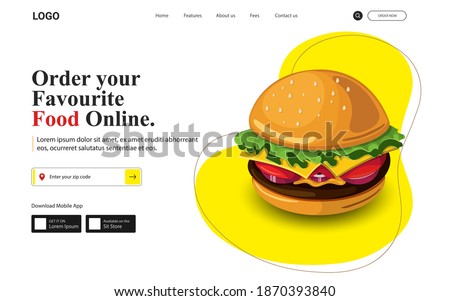 vector illustration of online pizza(Fast Food) order. web page and landing page design for website and mobile site development.