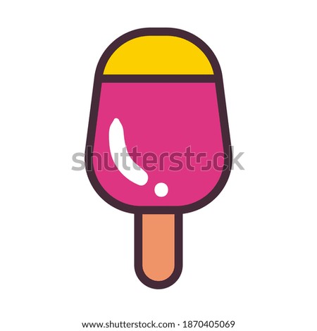 ice cream with stick bar line and fill style icon design, Sweet and dessert theme Vector illustration