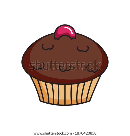 chocolate sweet cupcake icon over white background, colorful design, vector illustration