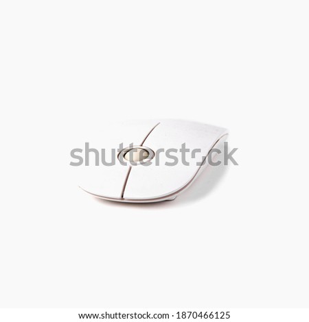 White wireless computer mouse. Isolated on a white background. Front view