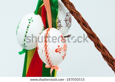 Colored Easter eggs on a white background