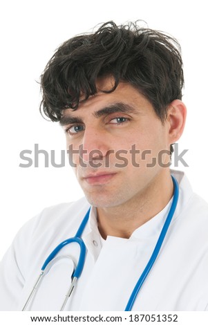 Male doctor portrait isolated over white background