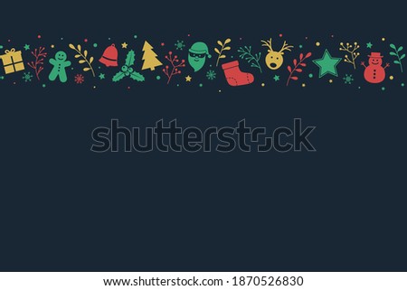 Concept of Christmas card with decorations. Xmas background. Vector