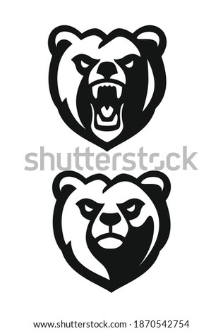 bear mascot black emblem head on white background